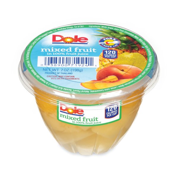 Dole Mixed Fruit in 100% Fruit Juice Cups, Peaches/Pears/Pineapple, 7 oz Cup, 12PK 71924